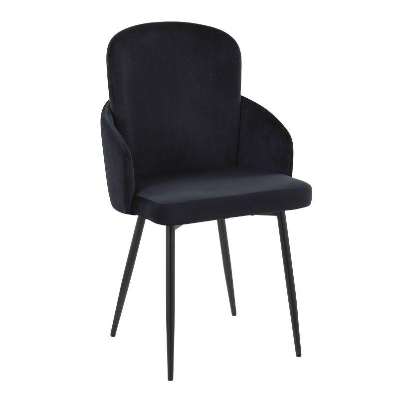 Dahlia Black Velvet Upholstered Dining Chair with Metal Legs