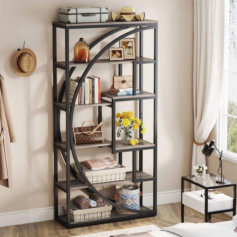 Hommoo Industrial Bookshelf Bookcase with 8 Open Storage Shelf Rustic Brown & Black