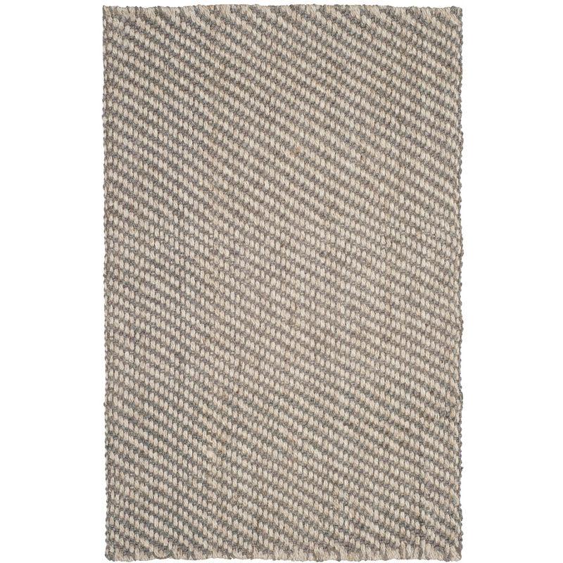 Natural Grey Hand-Knotted Jute Area Rug 3' x 5'