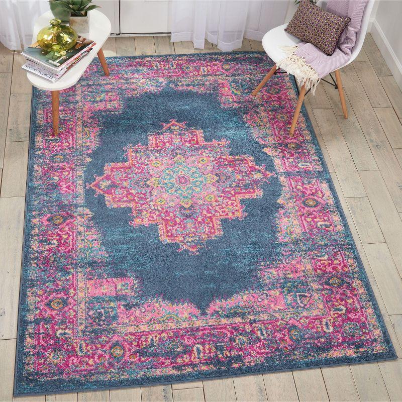 Nourison Passion Medallion Bohemian Indoor Rug Blue 5'3" x 7'3"