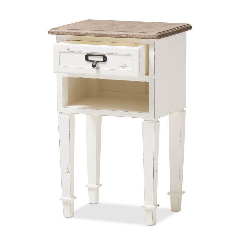 Dauphine Provincial Oak Nightstand with Storage Shelf - Baxton Studio: Mindi-Wood Top, Metal Handle