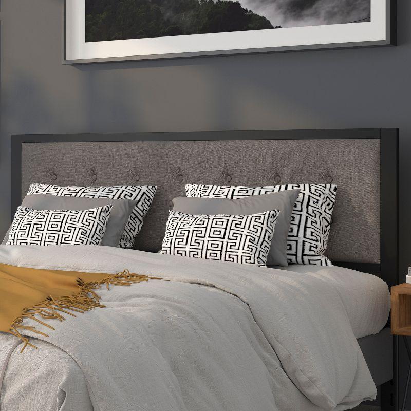 Flash Furniture Bristol Metal Tufted Upholstered King Size Headboard in Dark Gray Fabric