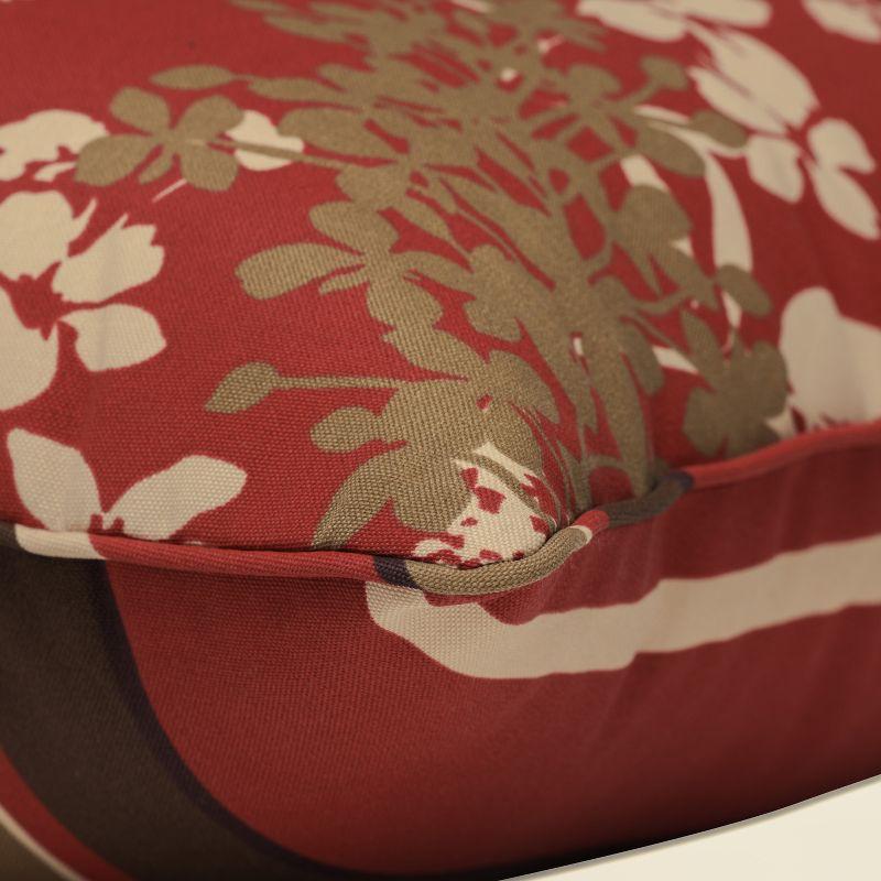 2-Piece Outdoor Reversible Toss Pillow Set - Brown/Red Floral/Stripe 24" - Pillow Perfect