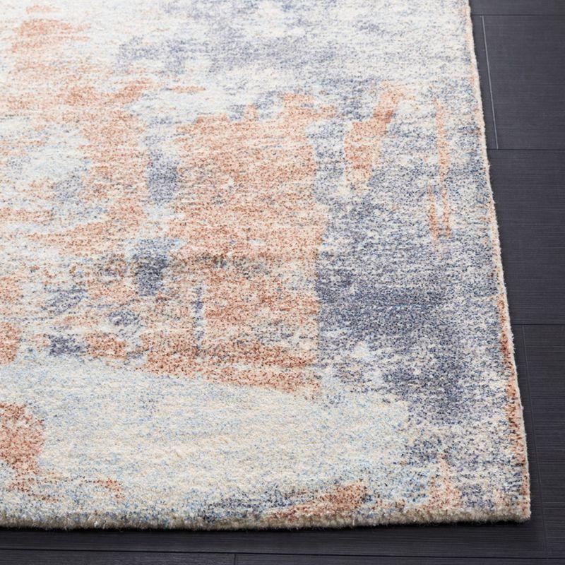 Handmade Vintage Heirloom 8' x 10' Tufted Wool Area Rug in Blue and Brown