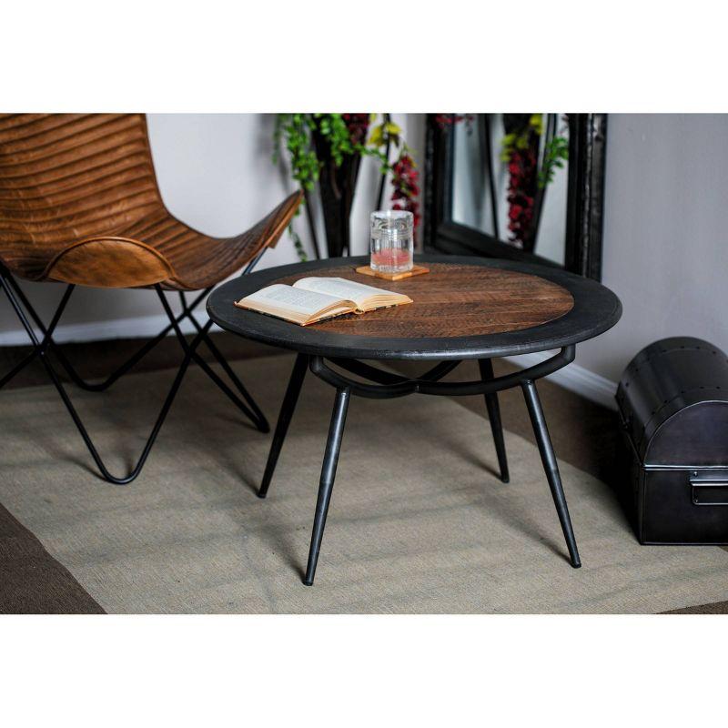 Wood and Iron Coffee Table Gray - Olivia & May: Mid-Century Modern, Oil Rubbed Finish, Tapered Legs