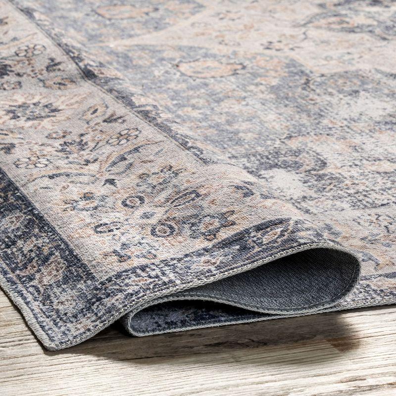 Nuloom Elsa Medallion 4x6 Machine Washable Indoor Area Rug for Living Room Bedroom Dining Room Kitchen, Blue/Ivory