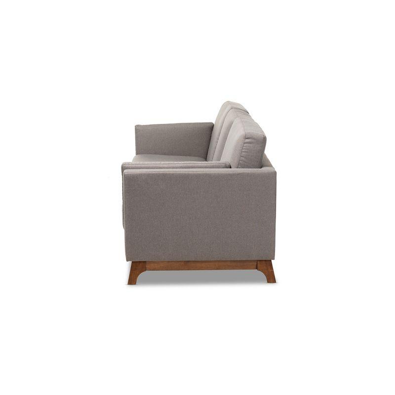 Sava Fabric Upholstered Walnut Wood 3 Seater Sofa Gray - BaxtonStudio