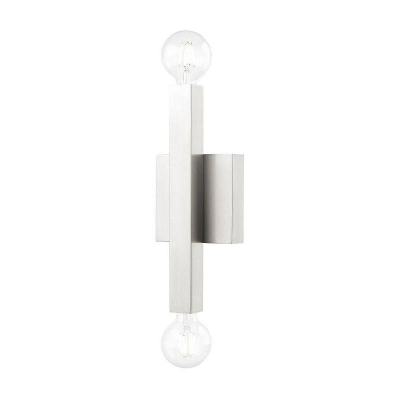 Sleek Minimalist Brushed Nickel 2-Light Wall Sconce