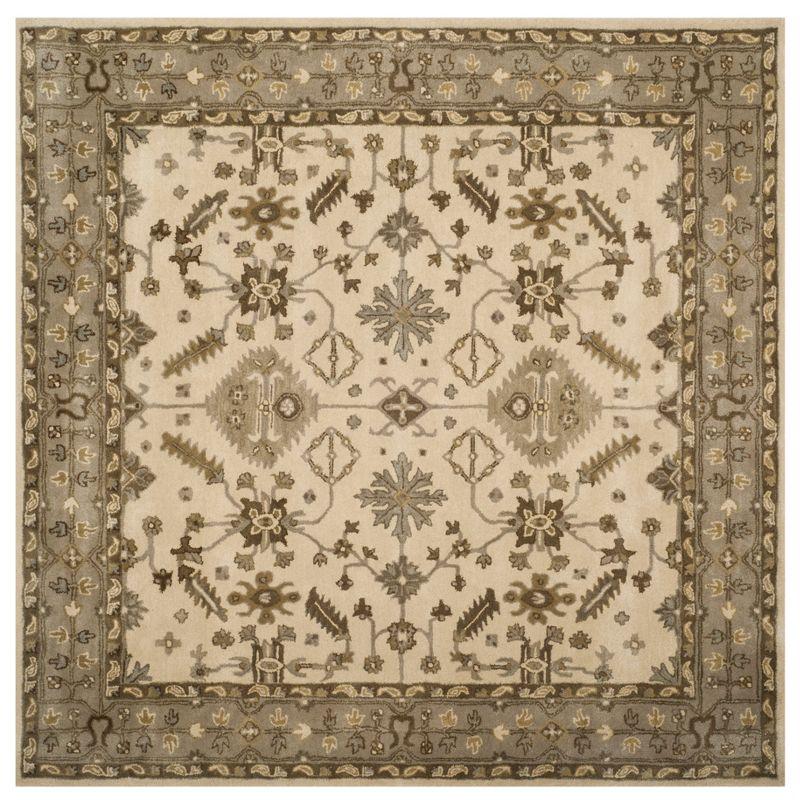 Hand-Tufted Elegance Square Wool Rug in Gray - 7' x 7'