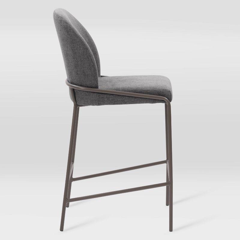 Blakeley Dark Grey Soft Fabric & Iron Counter Height Barstool