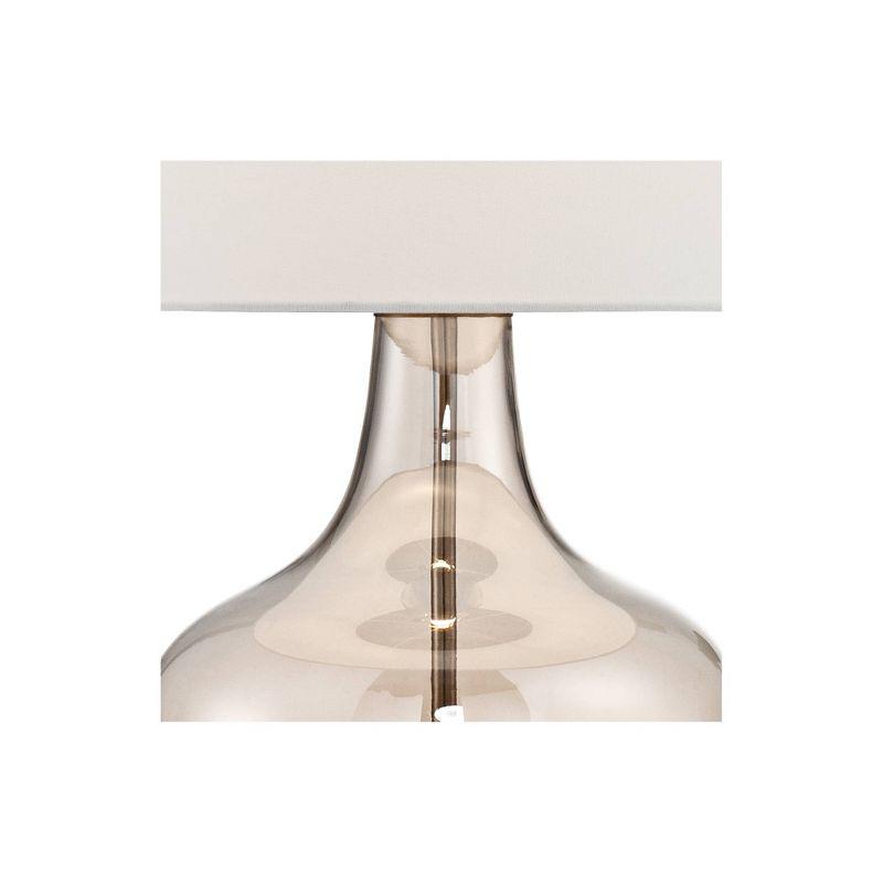 Possini Euro Design Ania 31" Tall Jar Large Modern Coastal End Table Lamp Clear Champagne Glass Single Off-White Shade Living Room Bedroom Bedside