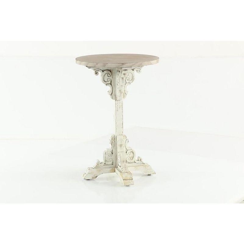 Farmhouse Chinese Fir Accent Table Gray - Olivia & May: Pedestal, Indoor Use, Round Shape