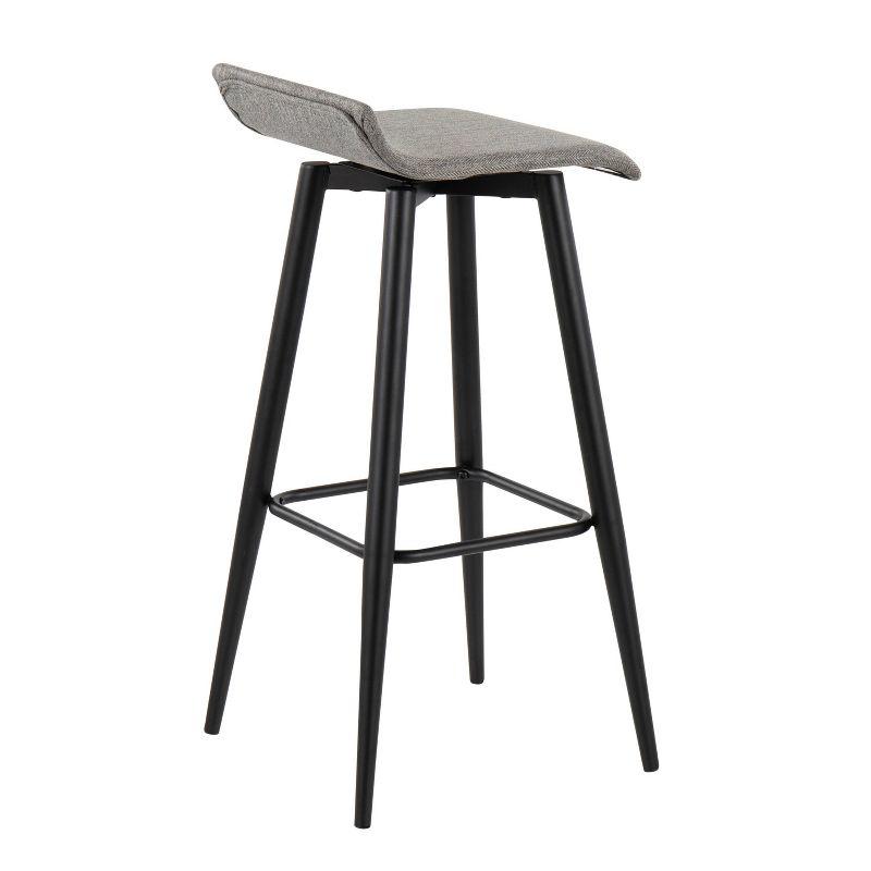 Set of 2 Ale Polyester/Steel Barstool Black/Gray - LumiSource: Modern Design, Herringbone Pattern, 29" Fixed Height