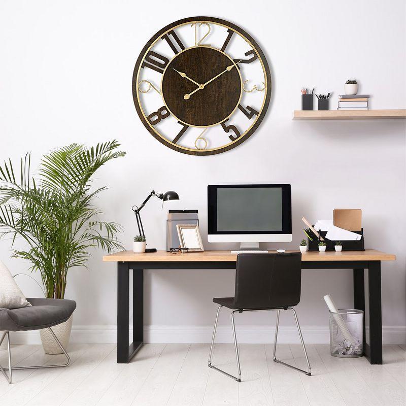 Sorbus 24" Modern Wooden Wall Clock - Sleek Design, Analog Display - Complements Various Styles