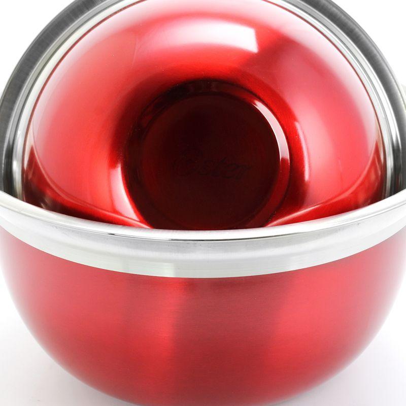 Rosamond Red Stainless Steel 3-Piece Mixing Bowl Set