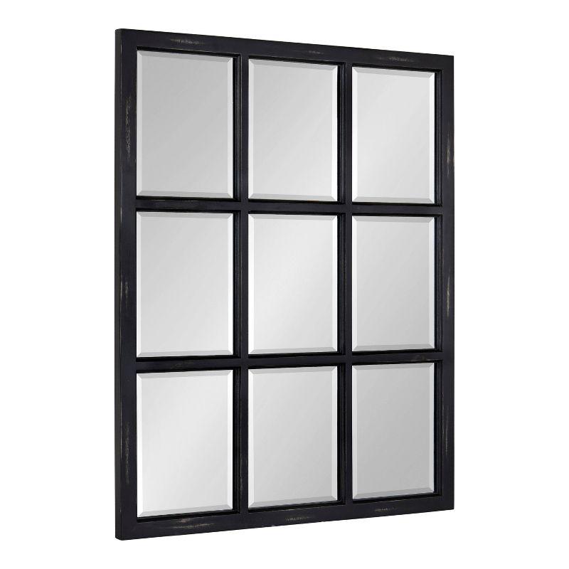 26" x 32" Hogan Windowpane Wall Mirror Black - Kate & Laurel All Things Decor: Modern Rectangular, No Assembly, Wood Frame