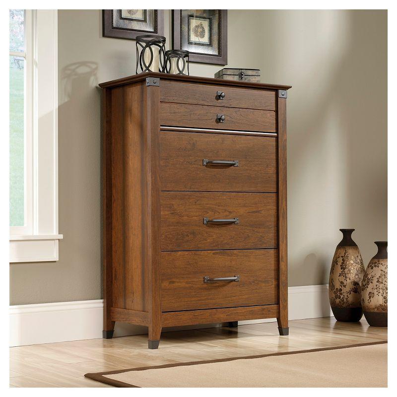 4 Drawer Carson Forge Chest Washington Cherry - Sauder: Space-Saving Vertical Storage, Metal Runners