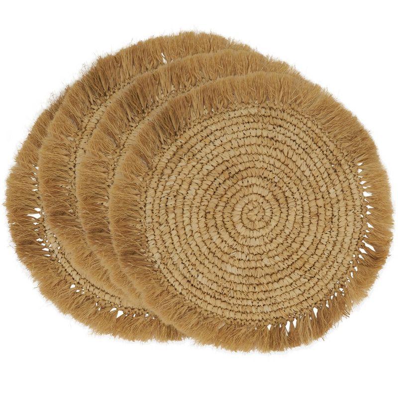 Saro Lifestyle Round Raffia Placemats (Set of 4)