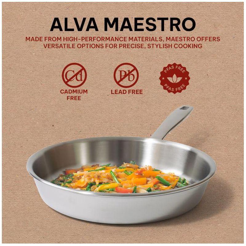 Alva Cookware Maestro 5-Ply Stainless Steel Frying Pan, Durable Induction Pan, Non Toxic Cookware, Stay Cool Handle