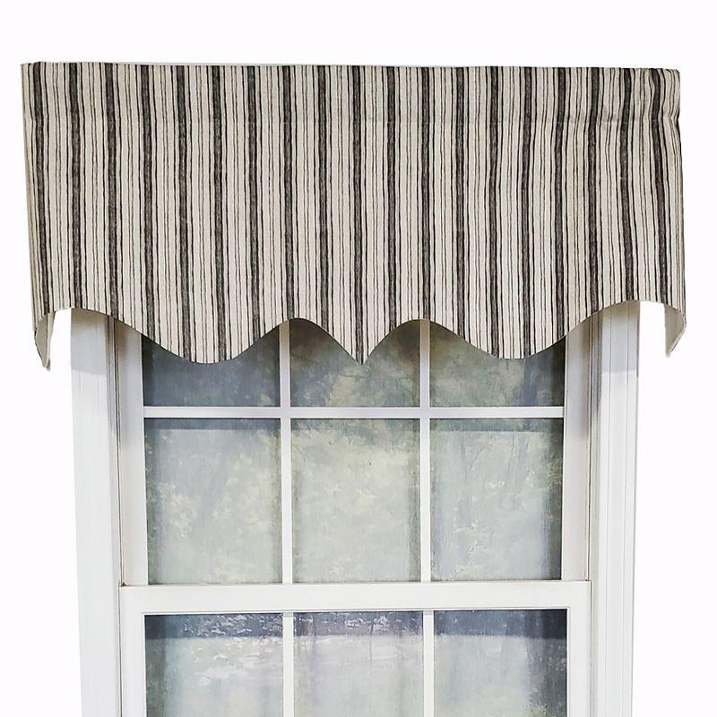 Gray Striped Cotton Scalloped Window Valance 50" x 17"