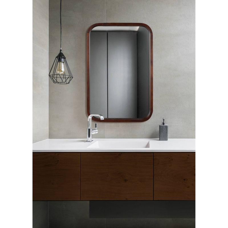 Kate & Laurel All Things Decor 20" x 30" Hutton Wood Framed Radius Rectangle Decorative Wall Mirror Walnut Brown : Poplar, No Assembly