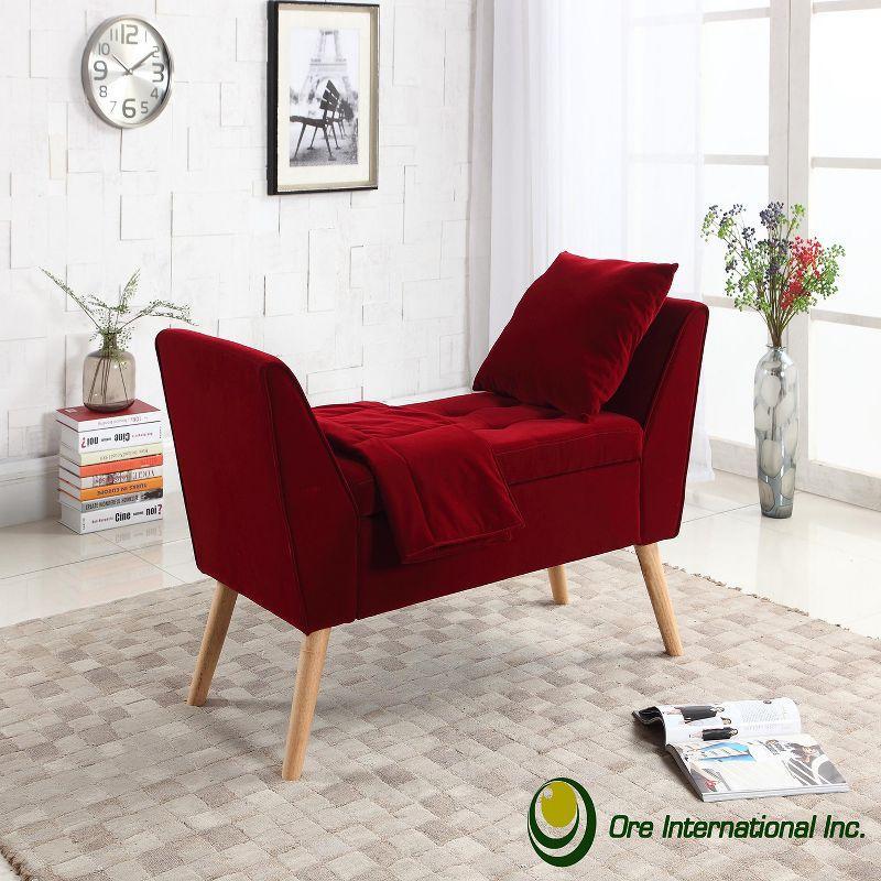 27" Storage Bench with Pillow and Blanket Red - Ore International