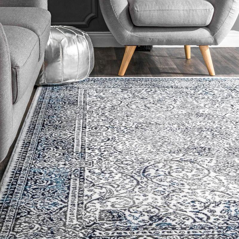 Reversible Easy Care Blue Synthetic 9' x 12' Area Rug