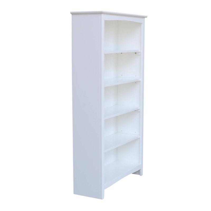 Transitional Solid Hardwood 60" White Shaker Bookshelf