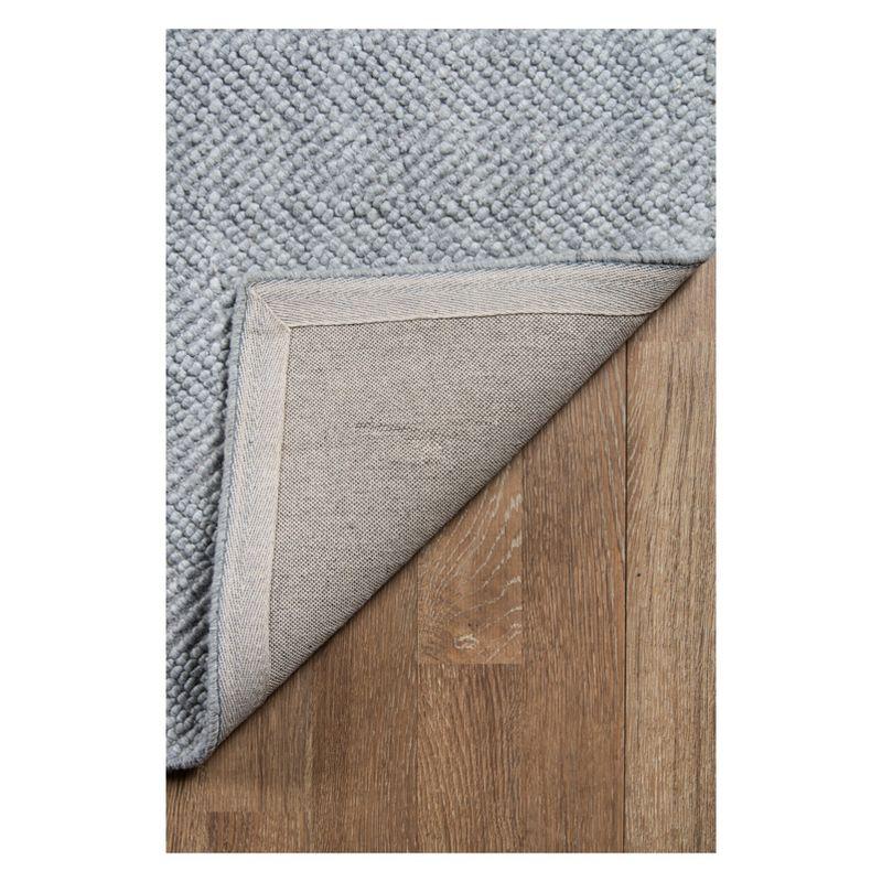 Minimalist Gray Herringbone Handwoven Rectangular Wool-Blend Rug