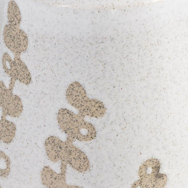 Sagebrook Home 10" Ceramic Vase - Contemporary Ivory/Beige Botanical Design Decorative Table Accent for Home or Office - Unique Gift Idea