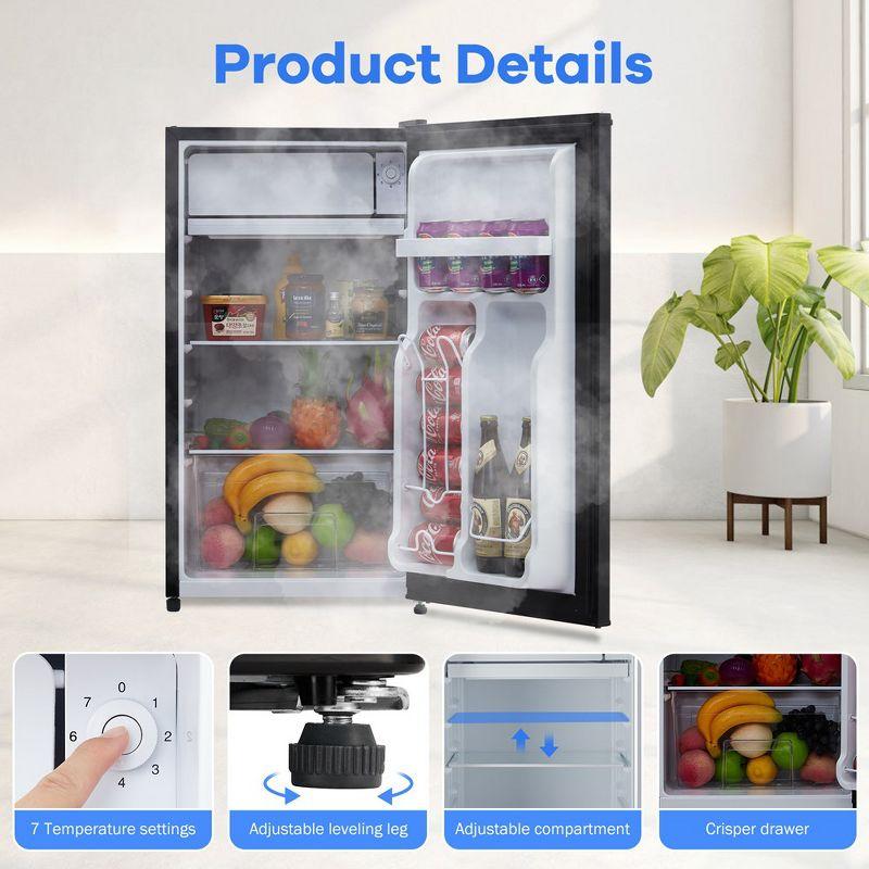 Portable Fridge 3.2 Cu.Ft, Fridge With Freezer Single Design, Ideal for Bedroom