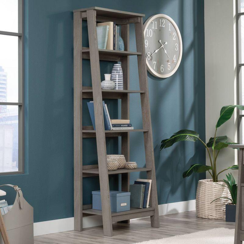 71.14" Trestle 5 Shelf Bookcase Mystic Oak - Sauder: Open Display, Fixed Shelves