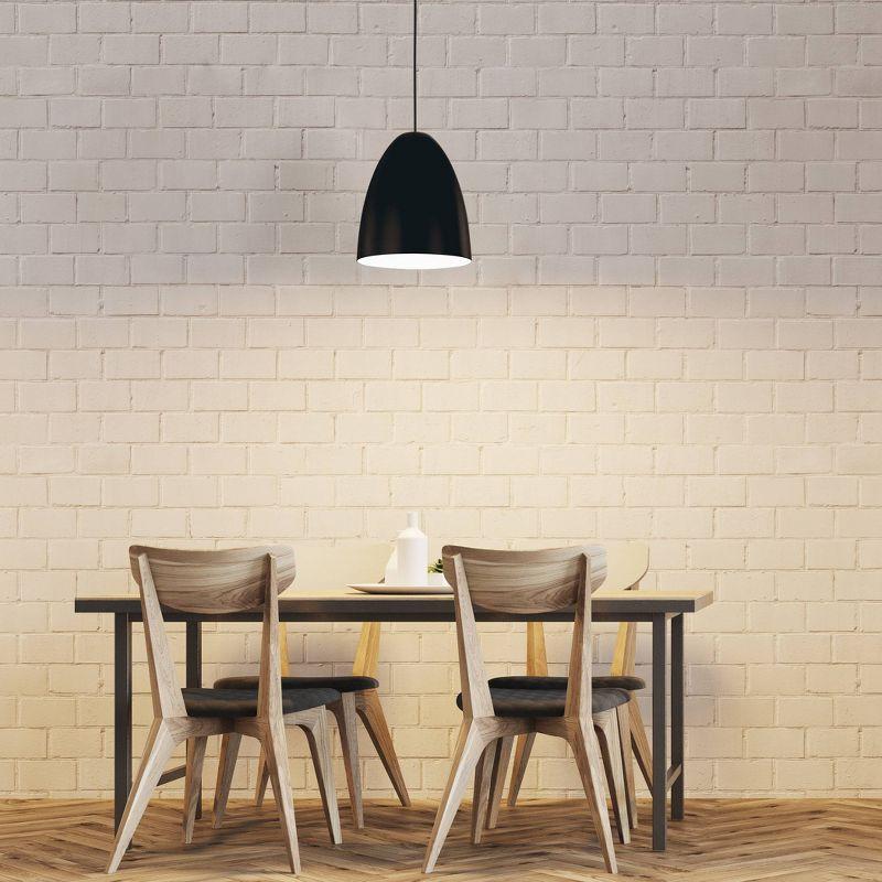1-Light Sarabia Pendant Structured Black Exterior and Matte White Interior Metal Shade - EGLO: Adjustable Ceiling Fixture for Kitchen