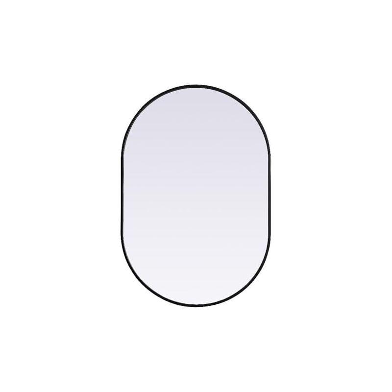 Elegant Lighting Metal Frame Oval Mirror, 27x40 Inch, Black