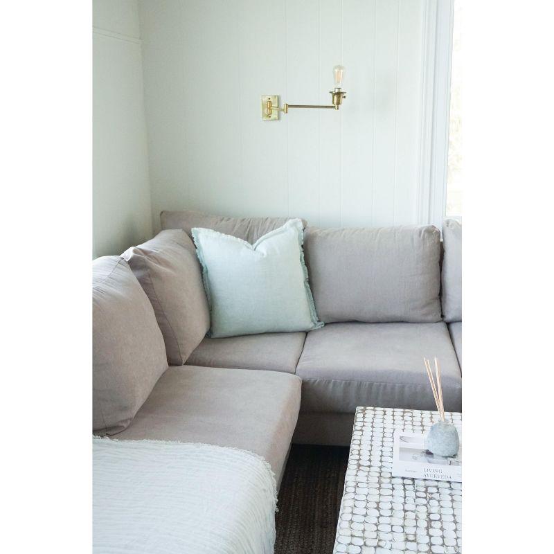 Anaya Fringed Linen Reversible Throw Pillow