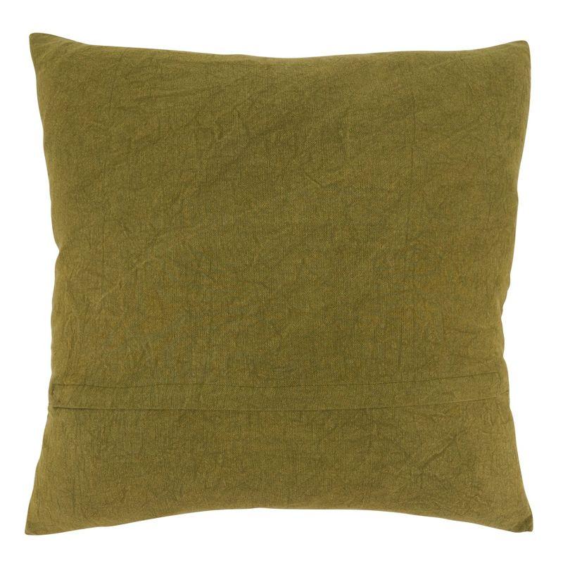 Medium Olive Embroidered Floral Square Throw Pillow