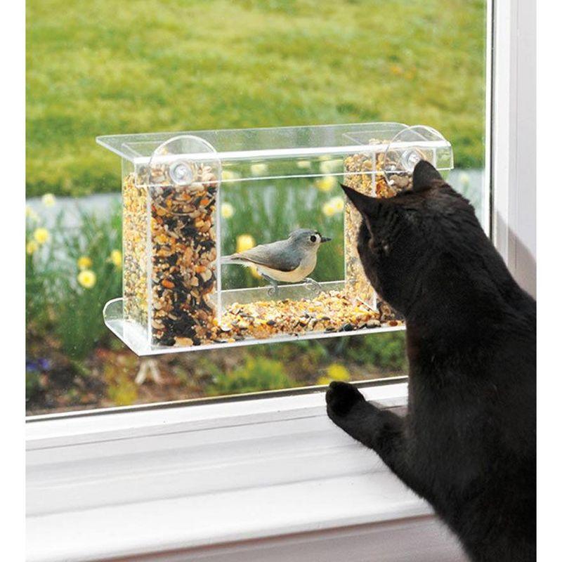 Clear Acrylic One-Way Mirror Window Bird Feeder