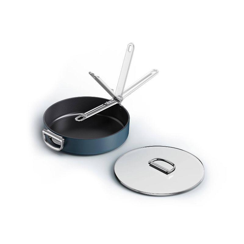 Joseph Joseph Space Ceramic Non-Stick 3.8 Qt. Sauté Pan with Folding Handle and Lid