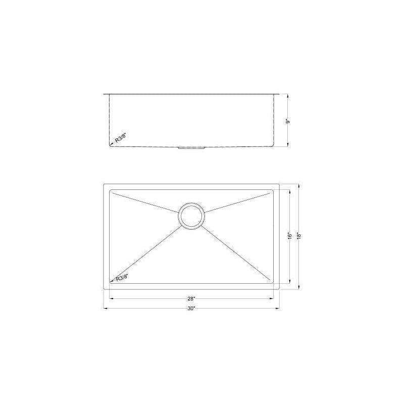 Bronstarz Stainless Steel Single Basin Undermount Kitchen Sink with Faucet - 30 inch,