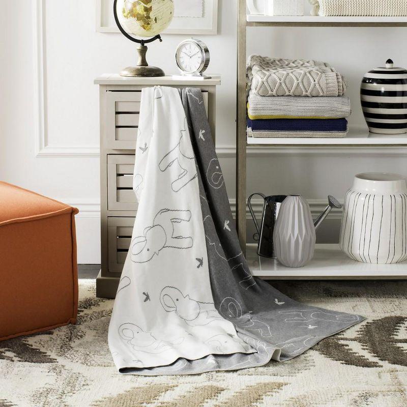 Ella Knit Throw Blanket - Light Grey/Ivory - 50" x 60" - Safavieh .