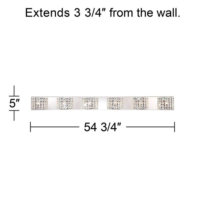 Vienna Full Spectrum Cesenna Modern Wall Light Chrome Hardwire 55" 6-Light Fixture Clear Crystal for Bedroom Bathroom Vanity Reading Living Room House