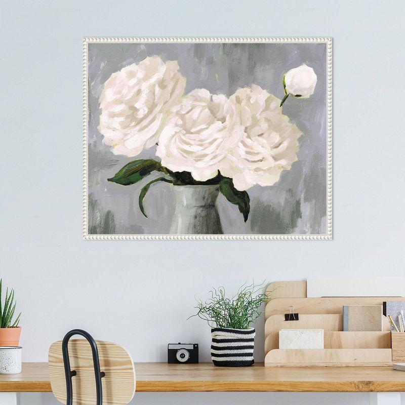 Amanti Art White Blooms in Gray Vase II by Victoria Borges Framed Canvas Wall Art Print