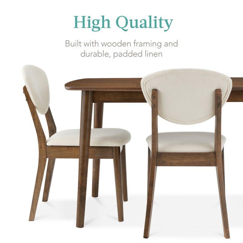 Compact Mid-Century Modern Walnut Dining Set with Cream Padded Chairs