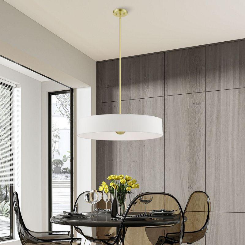 Livex Lighting Venlo 5 - Light Pendant in  Satin Brass/Shiny White