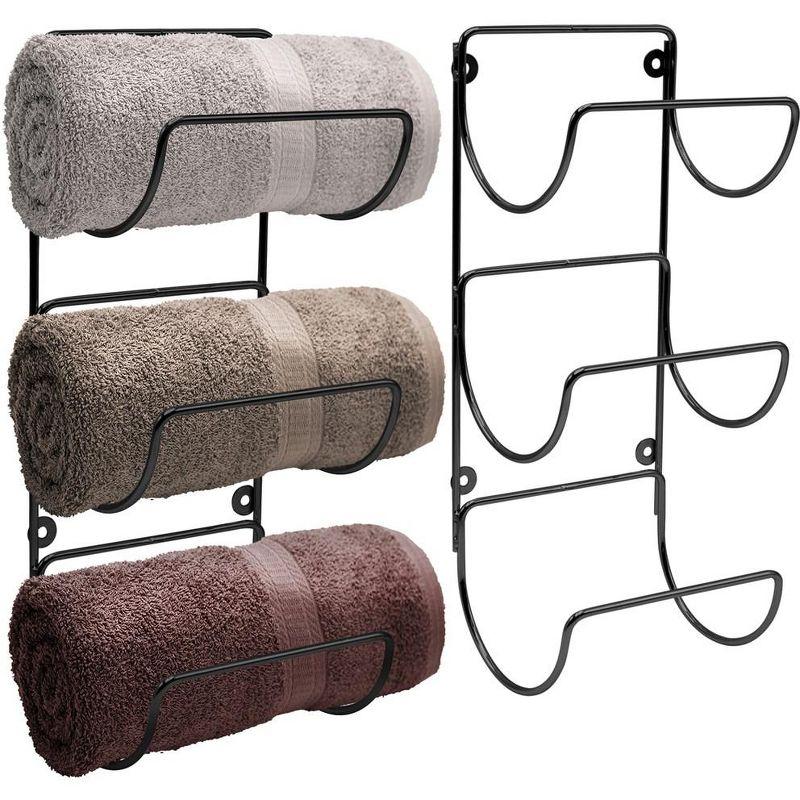 Matte Black Iron Wall Mounted 6-Bar Towel Rack Set