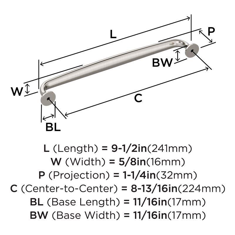 Satin Nickel 8-13/16 inch Modern Cabinet Pull