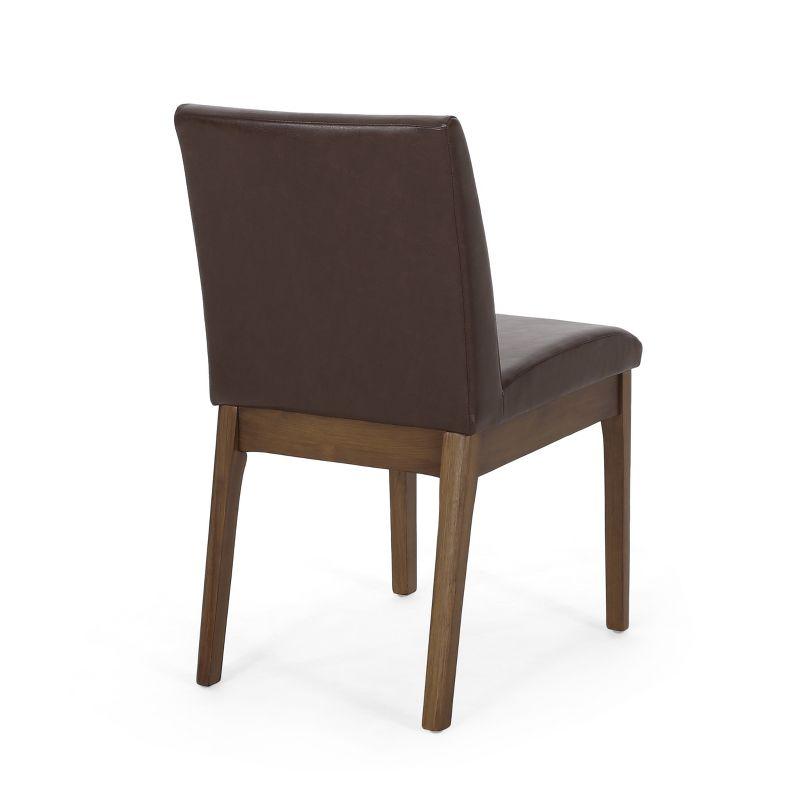 GDFStudio Hampton Mid Century Modern Faux Leather and Rubberwood Dining Chairs