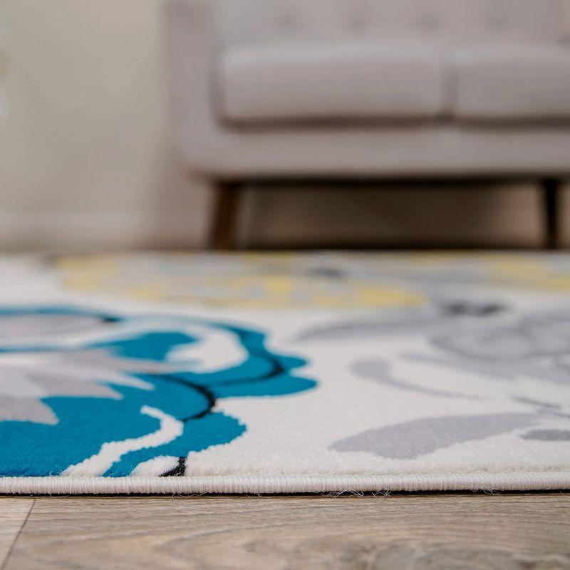 World Rug Gallery Modern Floral Design Cream 2' x 7' Runner Rug
