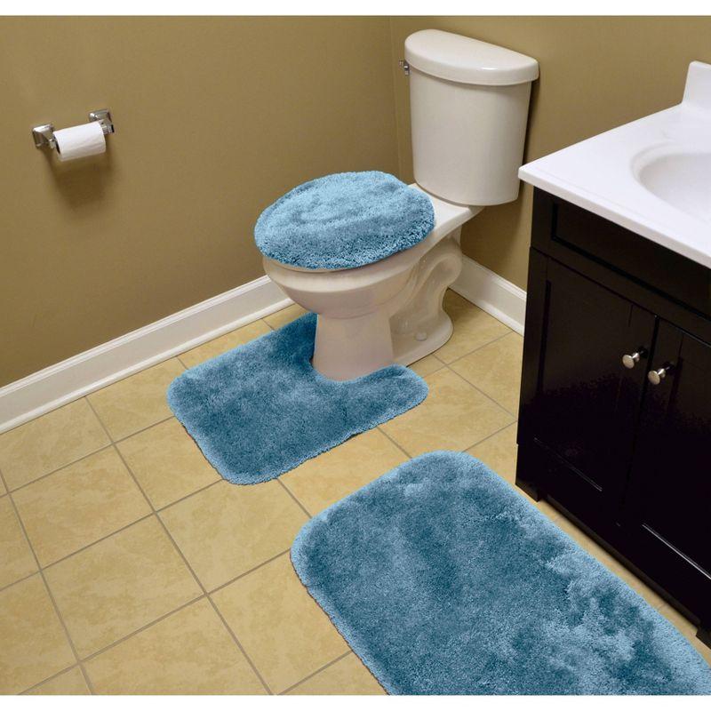 Finest Luxury Ultra Plush Blue Nylon 3-Piece Bath Rug Set