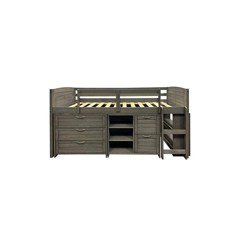 Donco Kids Louver Twin Antique Grey Modular Low Loft Bed - Group A